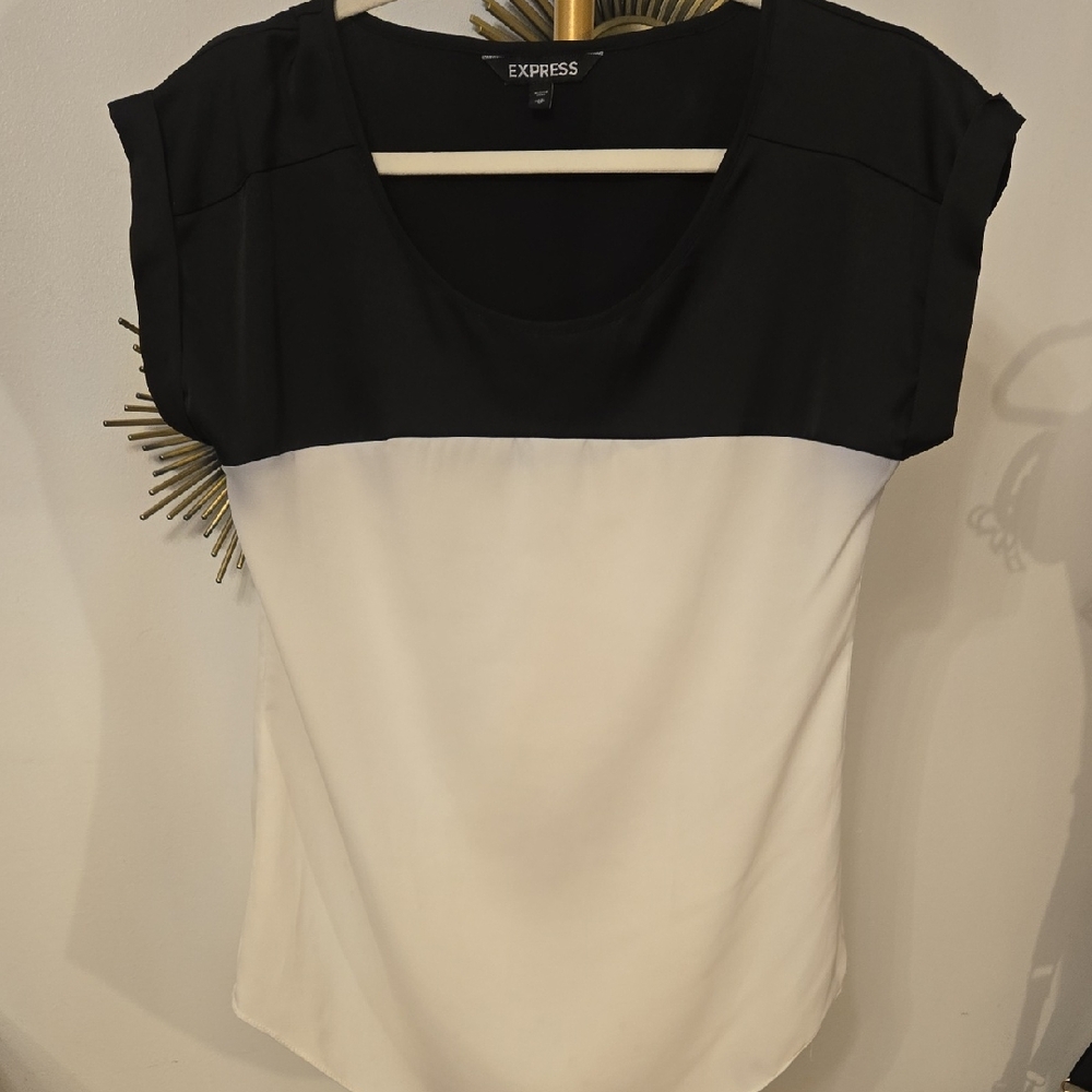 Express Women's Two-Tone Black and White Blouse